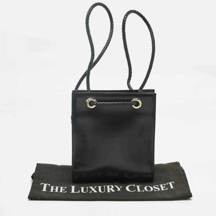 Pre Owned Cartier Black Leather Panthere De Cartier Drawstring Backpack