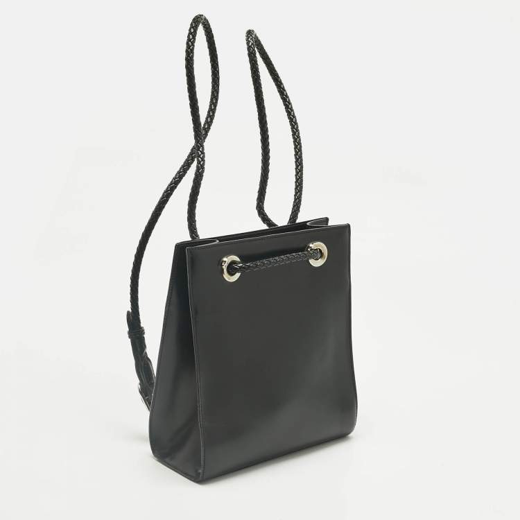 Pre Owned Cartier Black Leather Panthere De Cartier Drawstring Backpack