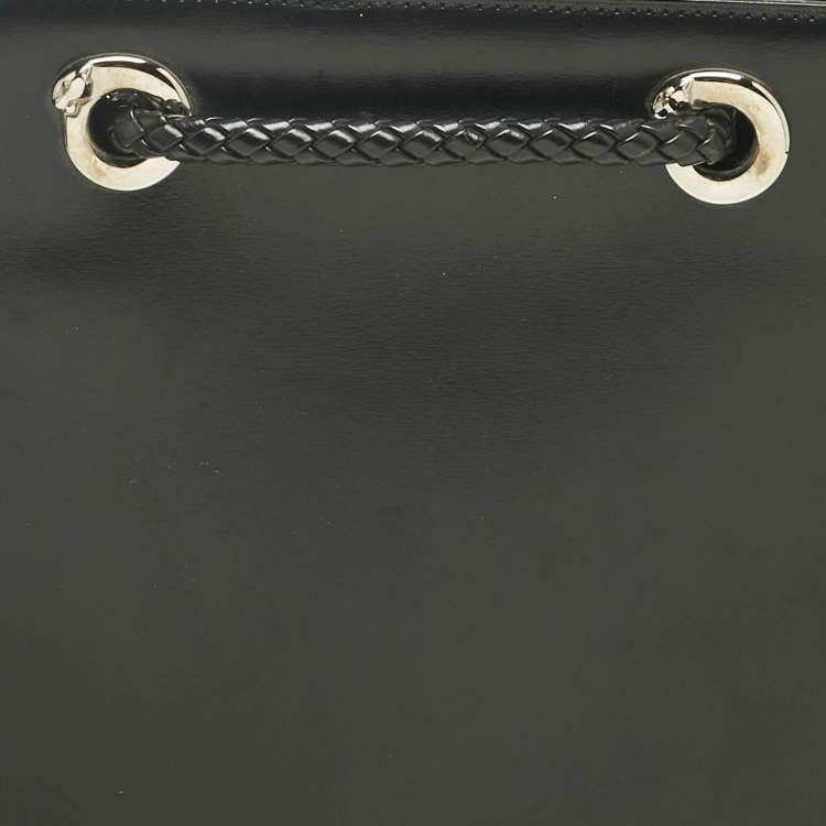 Pre Owned Cartier Black Leather Panthere De Cartier Drawstring Backpack