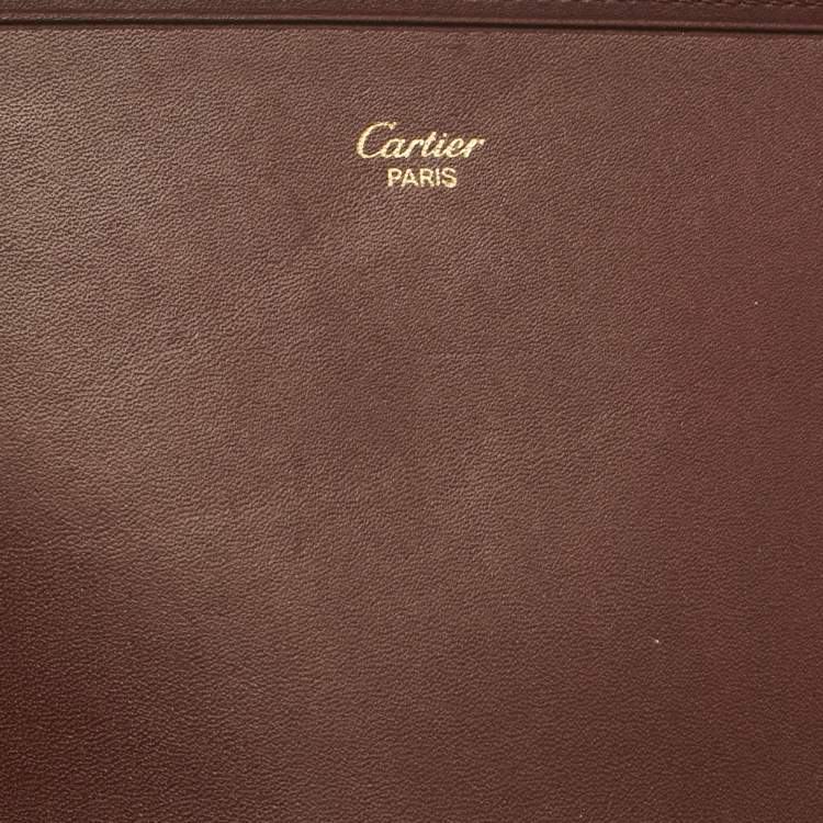 Pre Owned Cartier Burgundy Leather Must de Cartier Kisslock Continental Wallet