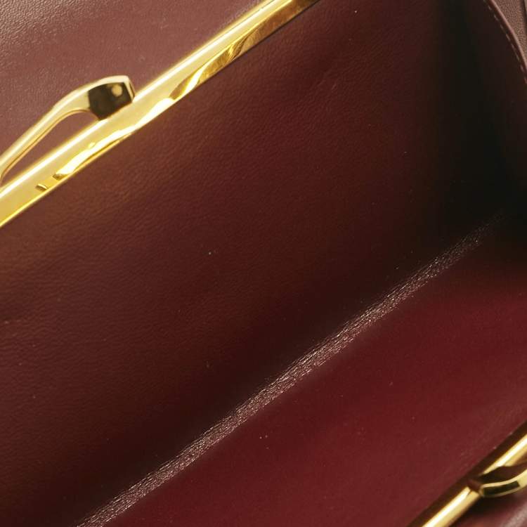 Pre Owned Cartier Burgundy Leather Must de Cartier Kisslock Continental Wallet