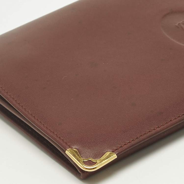 Pre Owned Cartier Burgundy Leather Must de Cartier Kisslock Continental Wallet
