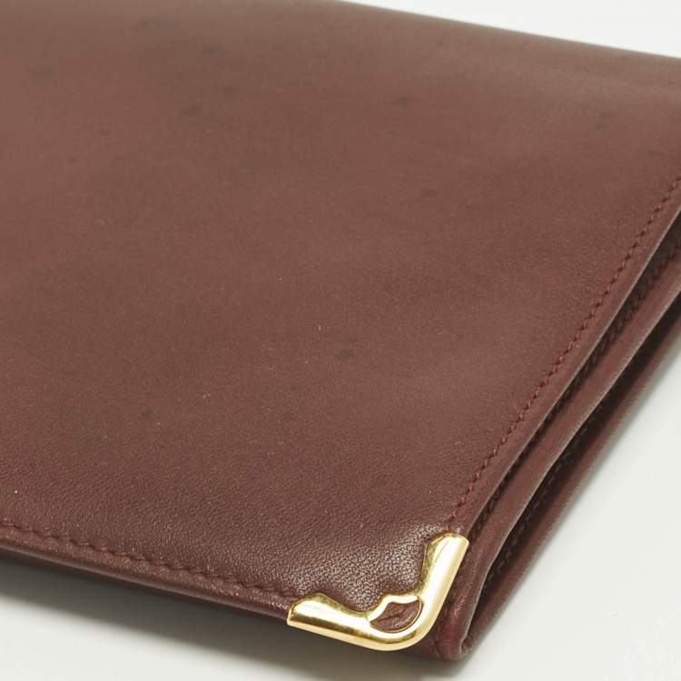 Pre Owned Cartier Burgundy Leather Must de Cartier Kisslock Continental Wallet
