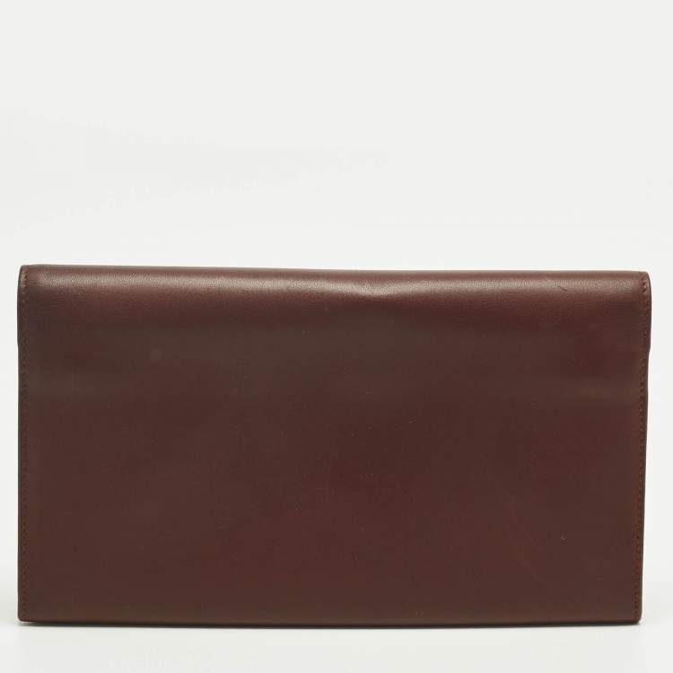 Pre Owned Cartier Burgundy Leather Must de Cartier Kisslock Continental Wallet