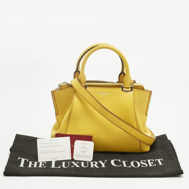 Pre Owned Cartier Yellow Leather Mini C de Cartier Bag
