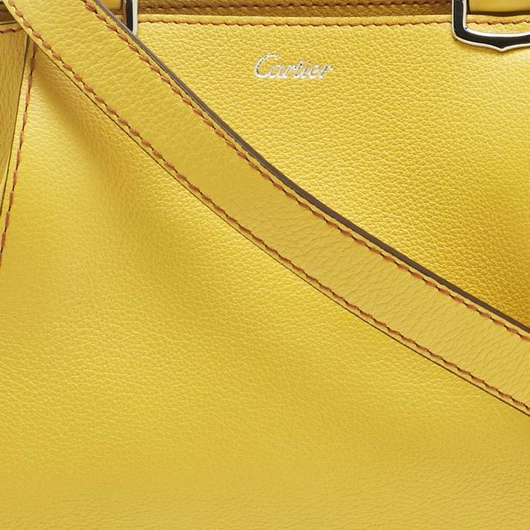Pre Owned Cartier Yellow Leather Mini C de Cartier Bag