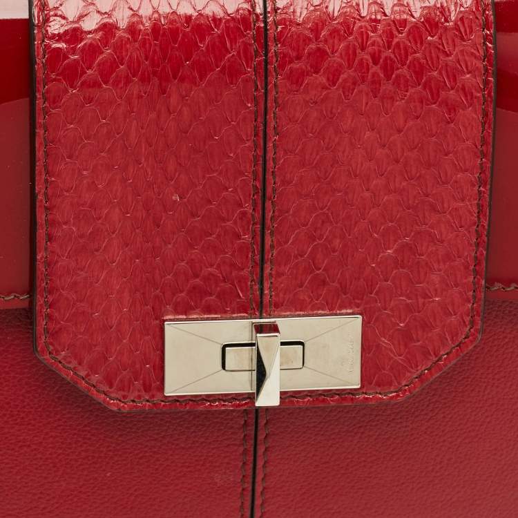 Pre Owned حقيبة كارتييه كلاسيك فيمنيه  لاين جلد ثعبان وجلد لامع أحمر بسلسلة