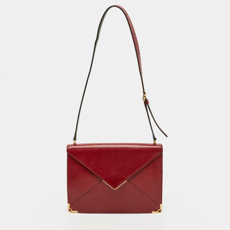Pre Owned Cartier Envelope Red Leather Shoulder Bag