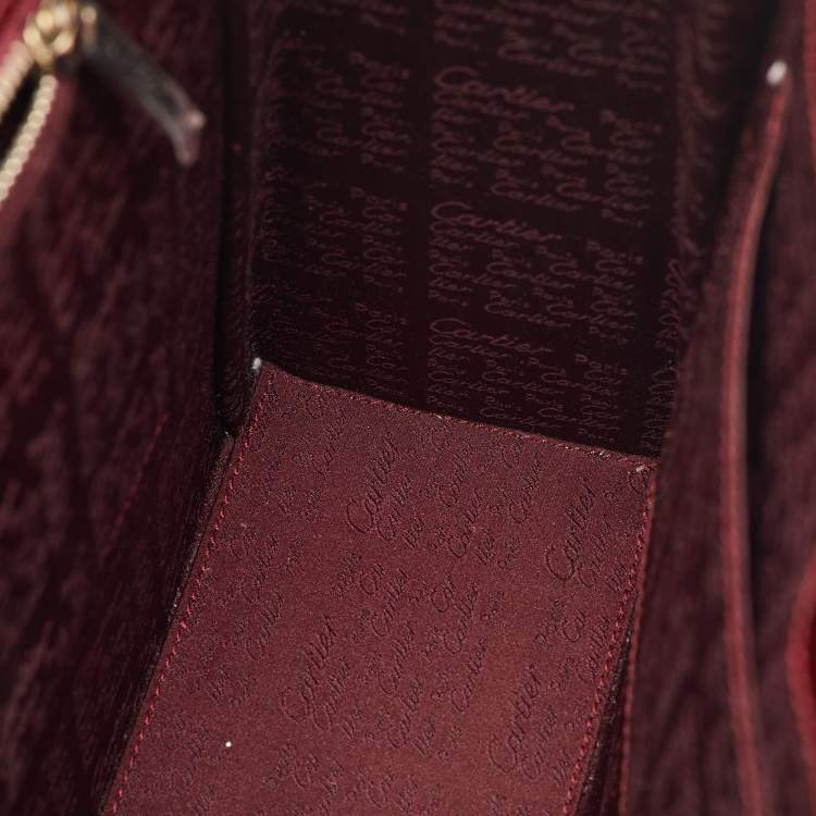 Pre Owned Cartier Happy Birthday Burgundy Patent Leather Top Handle Bag