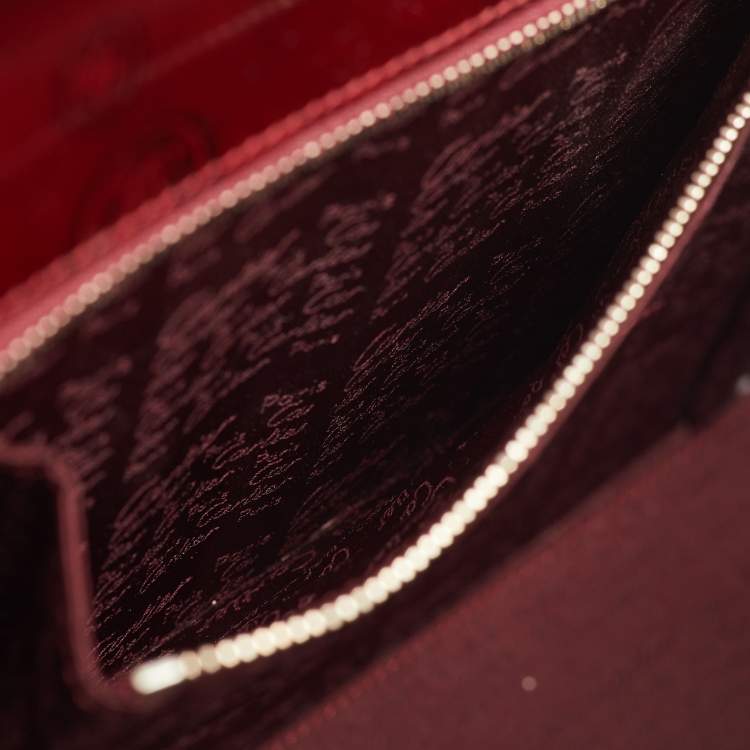Pre Owned Cartier Happy Birthday Burgundy Patent Leather Top Handle Bag