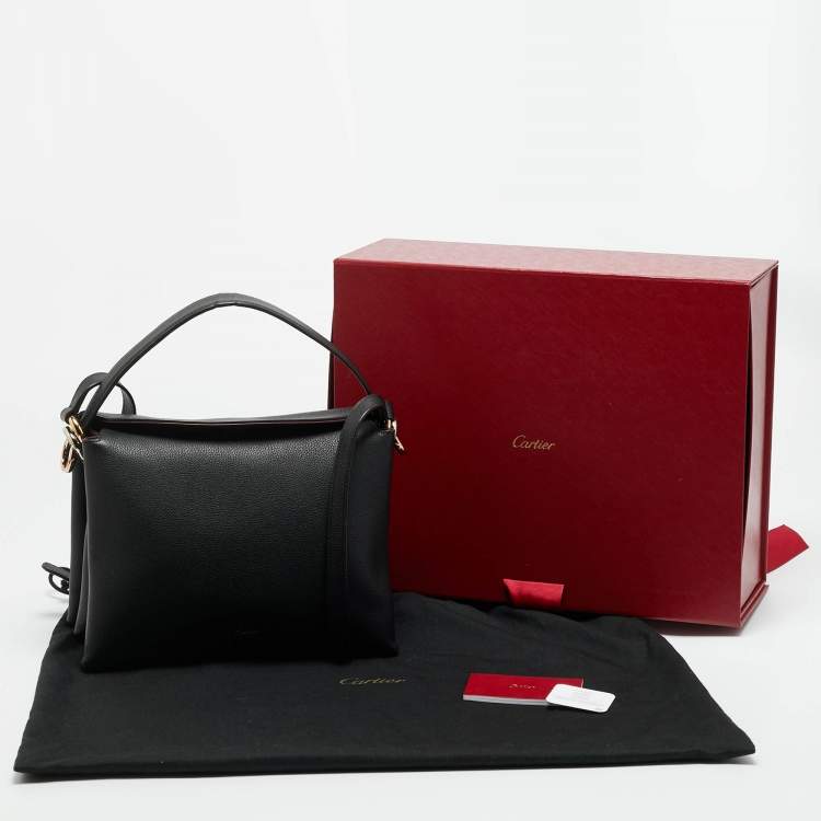 Pre Owned Cartier Trinity Handle Black Leather Shoulder Bag