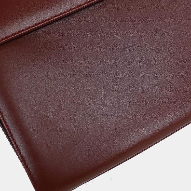 Pre Owned Cartier Must De Cartier Bordeaux Calfskin Leather Top Handle Bag