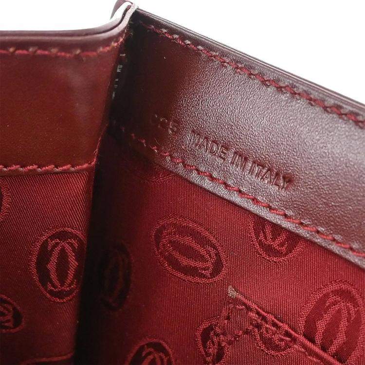 Pre Owned Cartier Must De Cartier Bordeaux Calfskin Leather Top Handle Bag