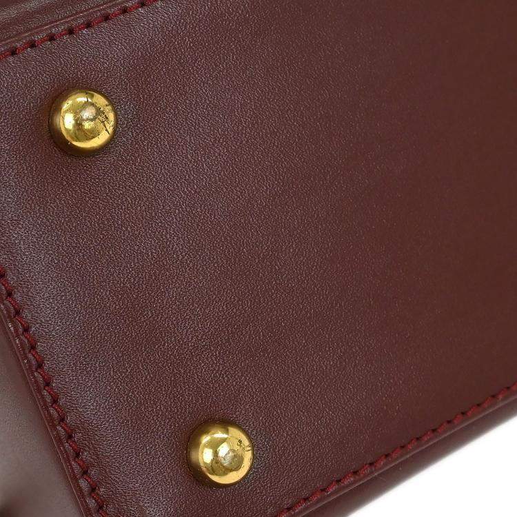 Pre Owned Cartier Must De Cartier Bordeaux Calfskin Leather Top Handle Bag