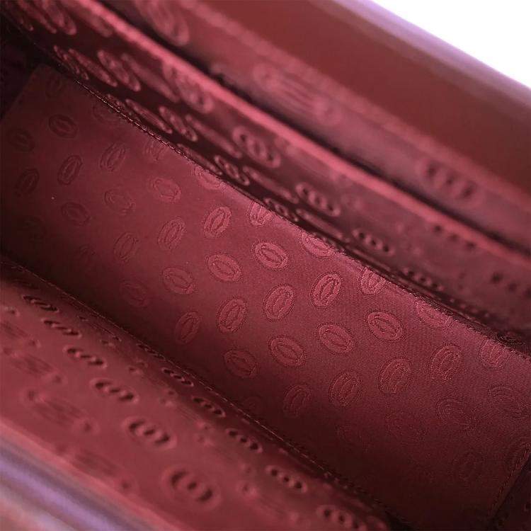 Pre Owned Cartier Must De Cartier Bordeaux Calfskin Leather Top Handle Bag