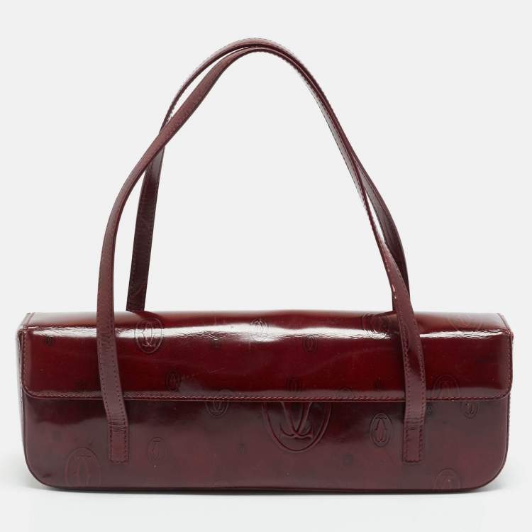 Pre Owned Cartier Happy Birthday Cabochon Red Patent Leather Shoulder Bag