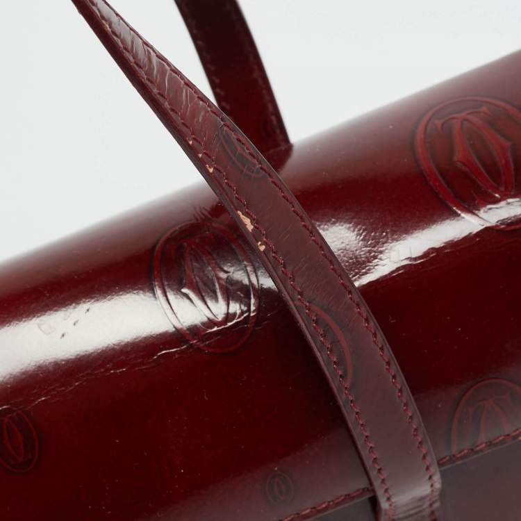 Pre Owned Cartier Happy Birthday Cabochon Red Patent Leather Shoulder Bag