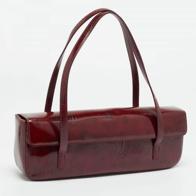 Pre Owned Cartier Happy Birthday Cabochon Red Patent Leather Shoulder Bag