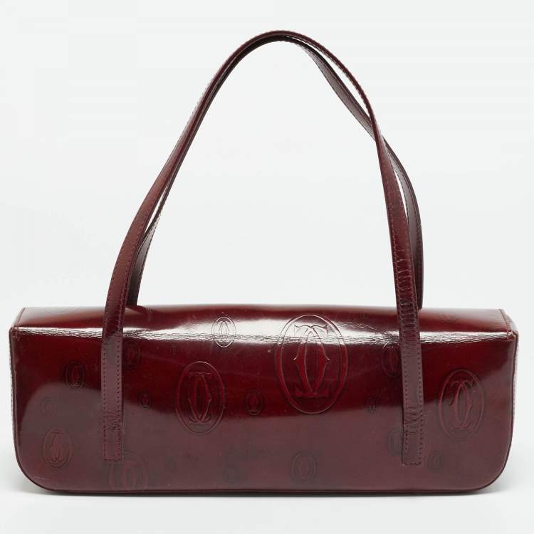 Pre Owned Cartier Happy Birthday Cabochon Red Patent Leather Shoulder Bag