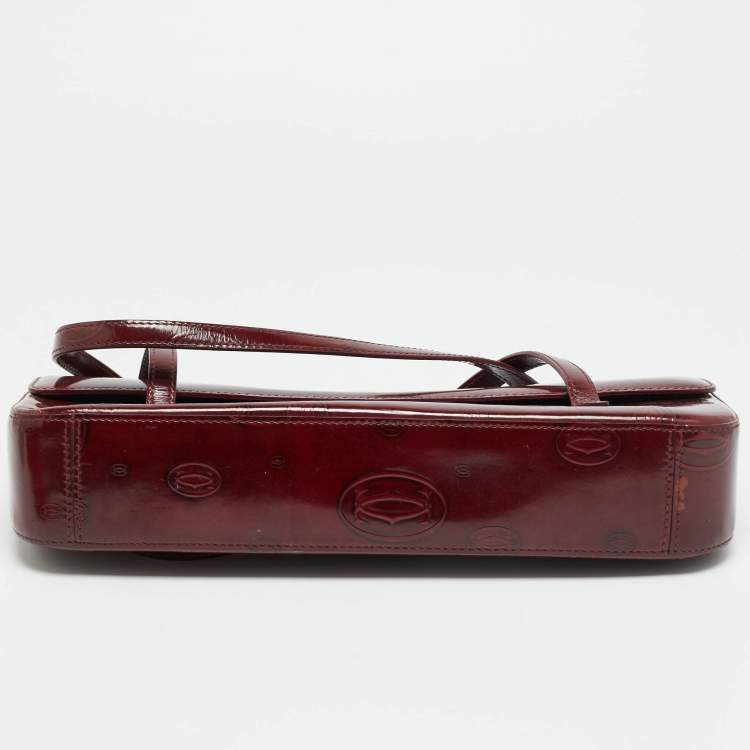 Pre Owned Cartier Happy Birthday Cabochon Red Patent Leather Shoulder Bag