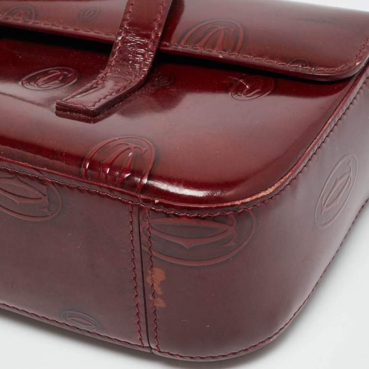 Pre Owned Cartier Happy Birthday Cabochon Red Patent Leather Shoulder Bag