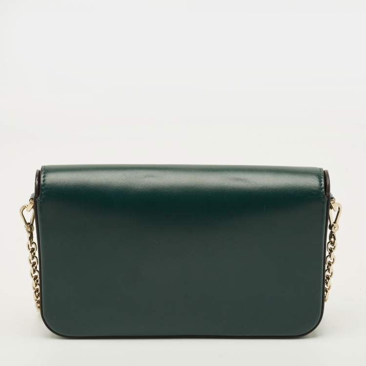 Pre Owned Cartier Double C de Cartier Green Leather Shoulder Bag