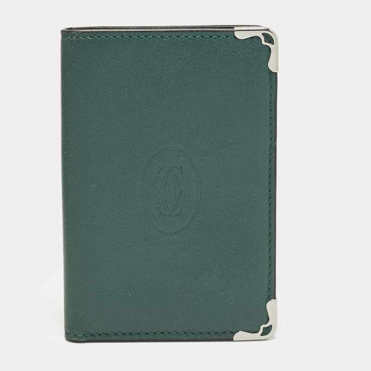 Pre Owned Cartier Must de Cartier Green Leather Card Holder