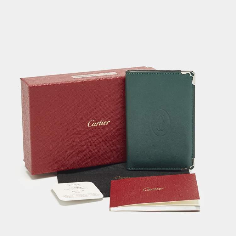 Pre Owned Cartier Must de Cartier Green Leather Card Holder