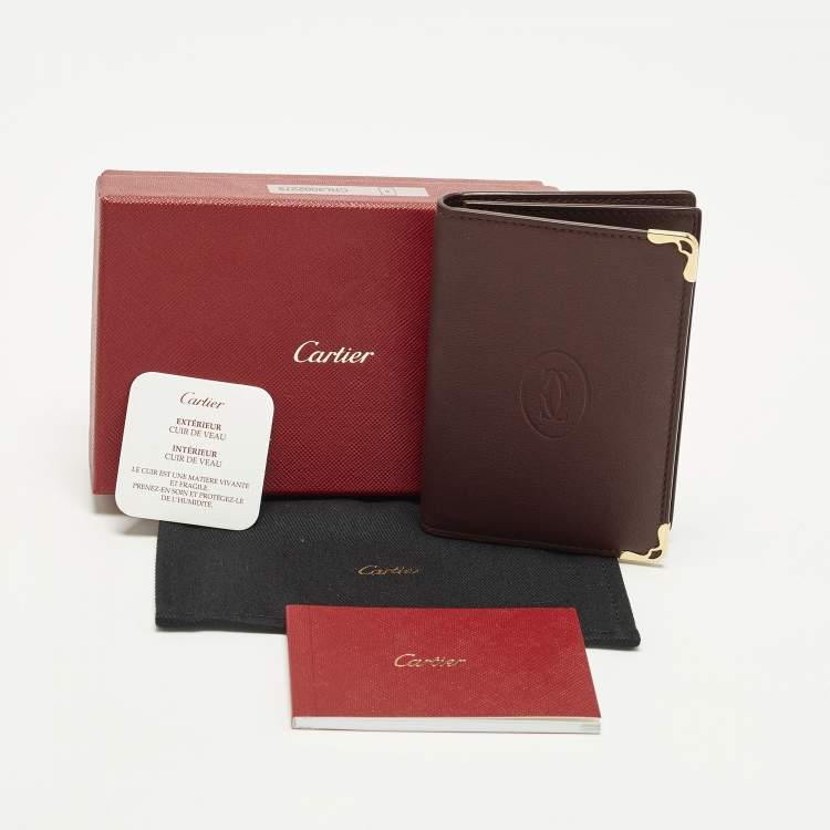 Pre Owned  Cartier Must de Cartier Burgundy Leather Business Card Holder