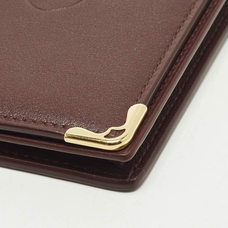 Pre Owned  Cartier Must de Cartier Burgundy Leather Business Card Holder
