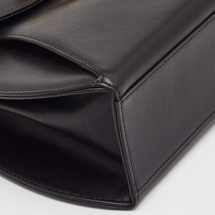 Pre Owned Cartier Panthere Black Leather Top Handle Bag