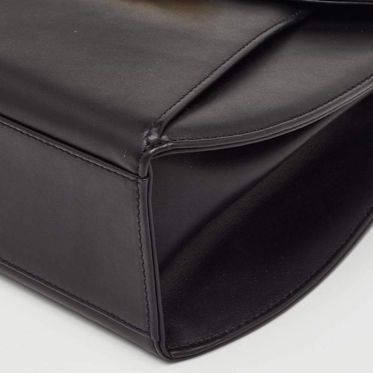 Pre Owned Cartier Panthere Black Leather Top Handle Bag