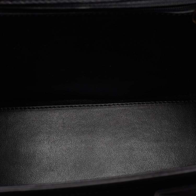 Pre Owned Cartier Panthere Black Leather Top Handle Bag