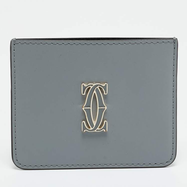 Pre Owned Cartier C De Cartier Grey Leather Card Holder