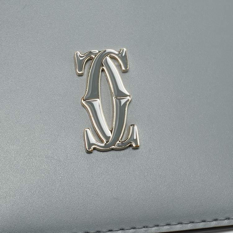 Pre Owned Cartier C De Cartier Grey Leather Card Holder