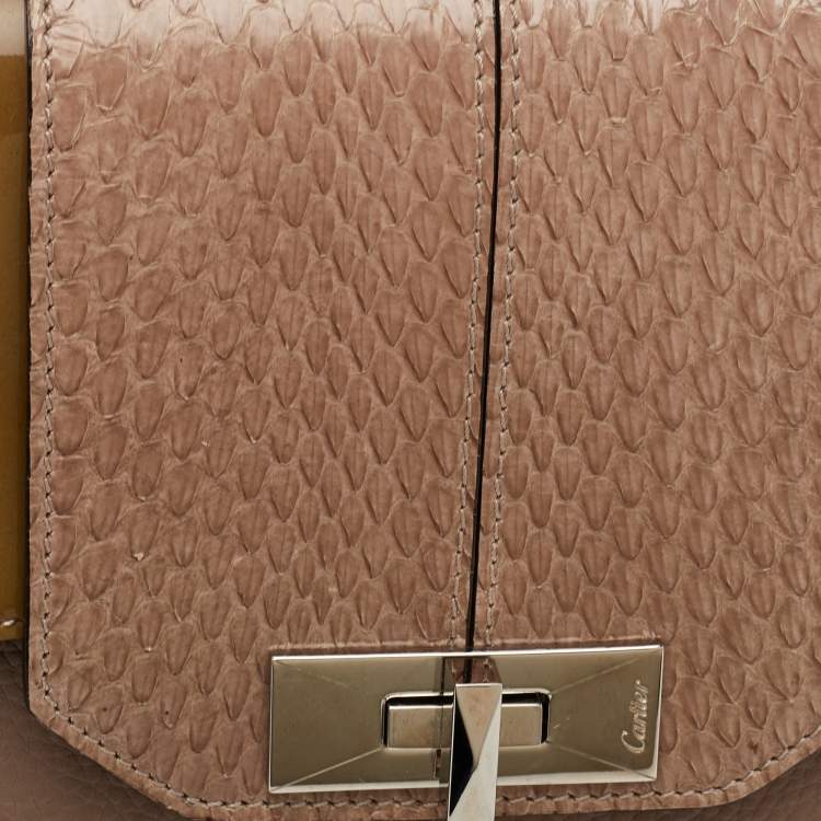 Pre Owned Cartier Feminine Line Beige Leather, Patent Leather and Snakeskin Classic Chain Shoulder Bag