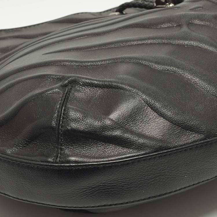 Pre Owned Cartier Panthere De Cartier Black Leather Hobo