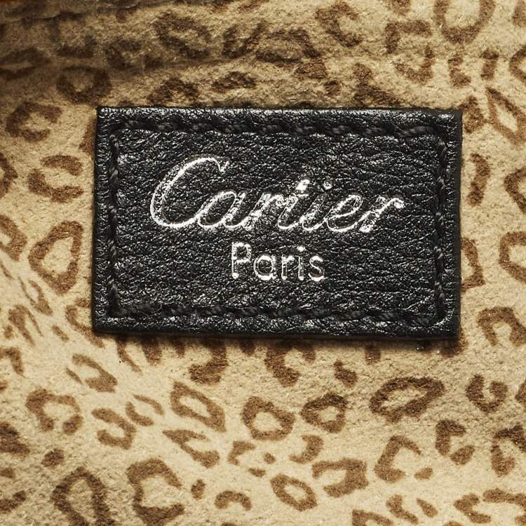 Pre Owned Cartier Panthere De Cartier Black Leather Hobo