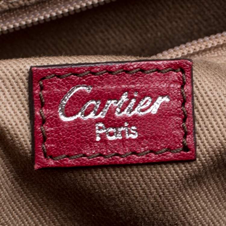 Pre Owned Cartier Maroon Leather and Snakeskin Shoulder Bag