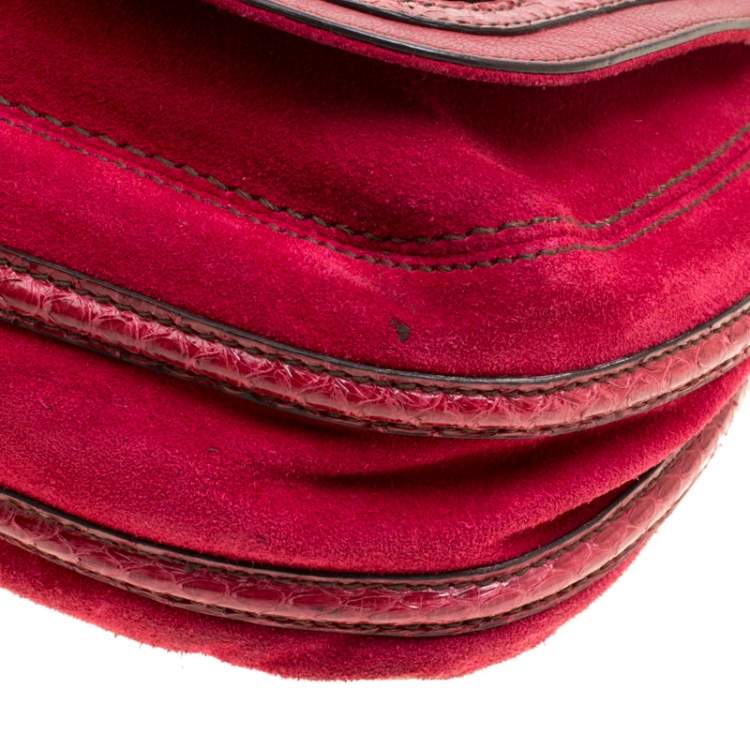 Pre Owned Cartier Maroon Leather and Snakeskin Shoulder Bag