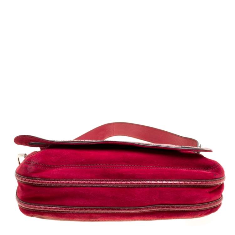 Pre Owned Cartier Maroon Leather and Snakeskin Shoulder Bag