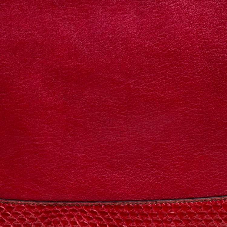 Pre Owned Cartier Maroon Leather and Snakeskin Shoulder Bag