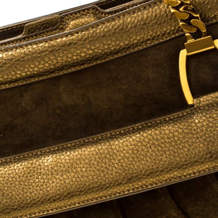 Pre Owned Cartier Gold Suede and Leather La Dona Shoulder Bag