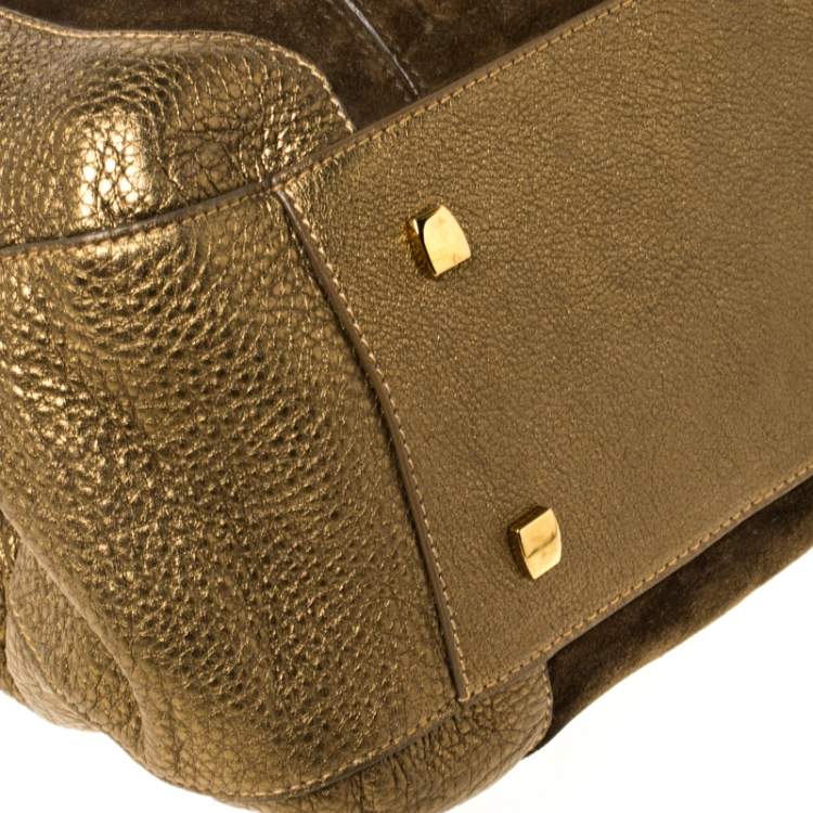 Pre Owned Cartier Gold Suede and Leather La Dona Shoulder Bag