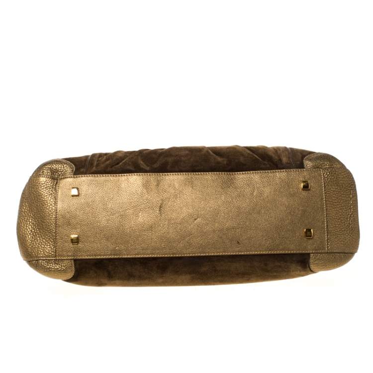 Pre Owned Cartier Gold Suede and Leather La Dona Shoulder Bag