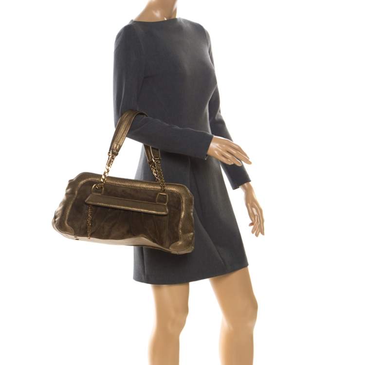 Pre Owned Cartier Gold Suede and Leather La Dona Shoulder Bag