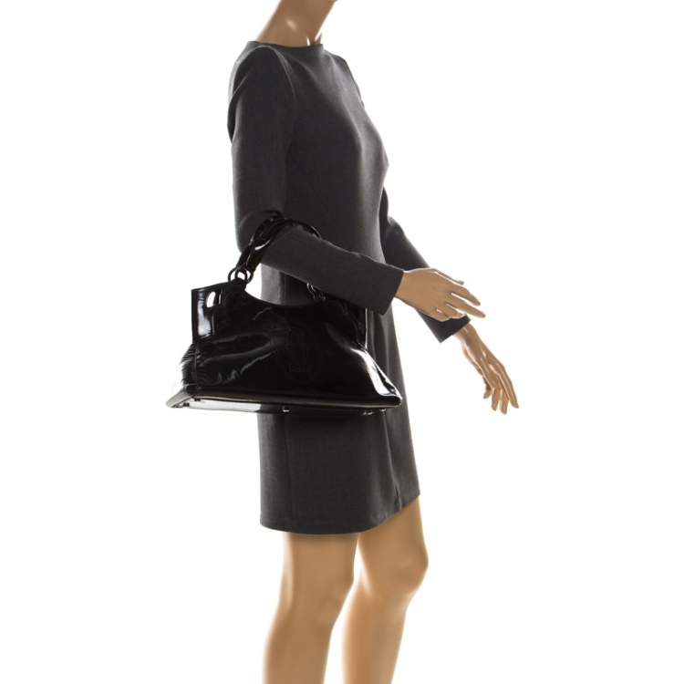 Pre Owned Cartier Black Patent Leather Small Marcello De Cartier Bag
