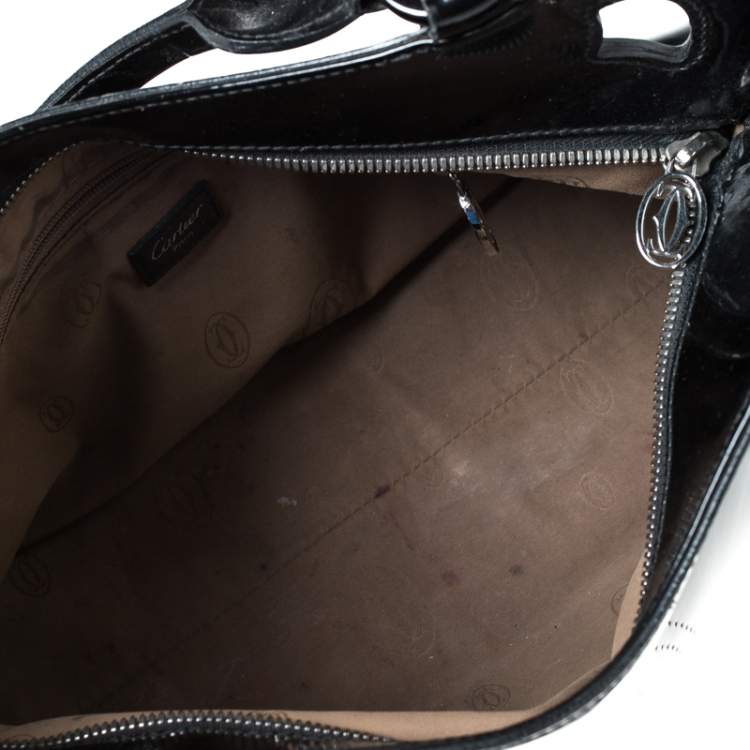Pre Owned Cartier Black Patent Leather Small Marcello De Cartier Bag