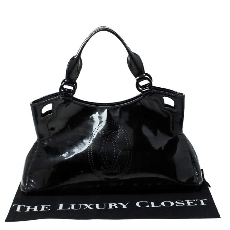 Pre Owned Cartier Black Patent Leather Small Marcello De Cartier Bag