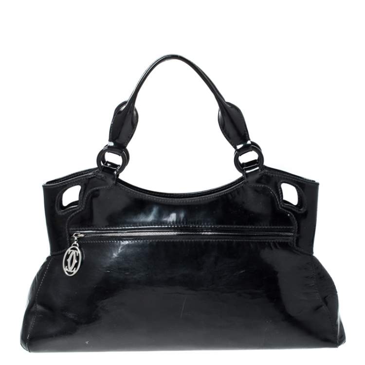 Pre Owned Cartier Black Patent Leather Small Marcello De Cartier Bag